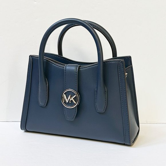 Michael Kors Gabby Small Satchel Top Zip Shoulder Crossbody Bag Navy - Picture 4 of 13